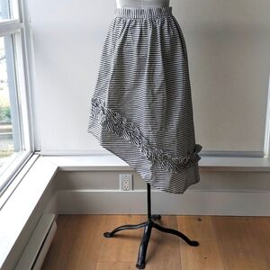 Made in Italy IMPERIAL Midi Skirt - Striped with Ruffle Assymetrical